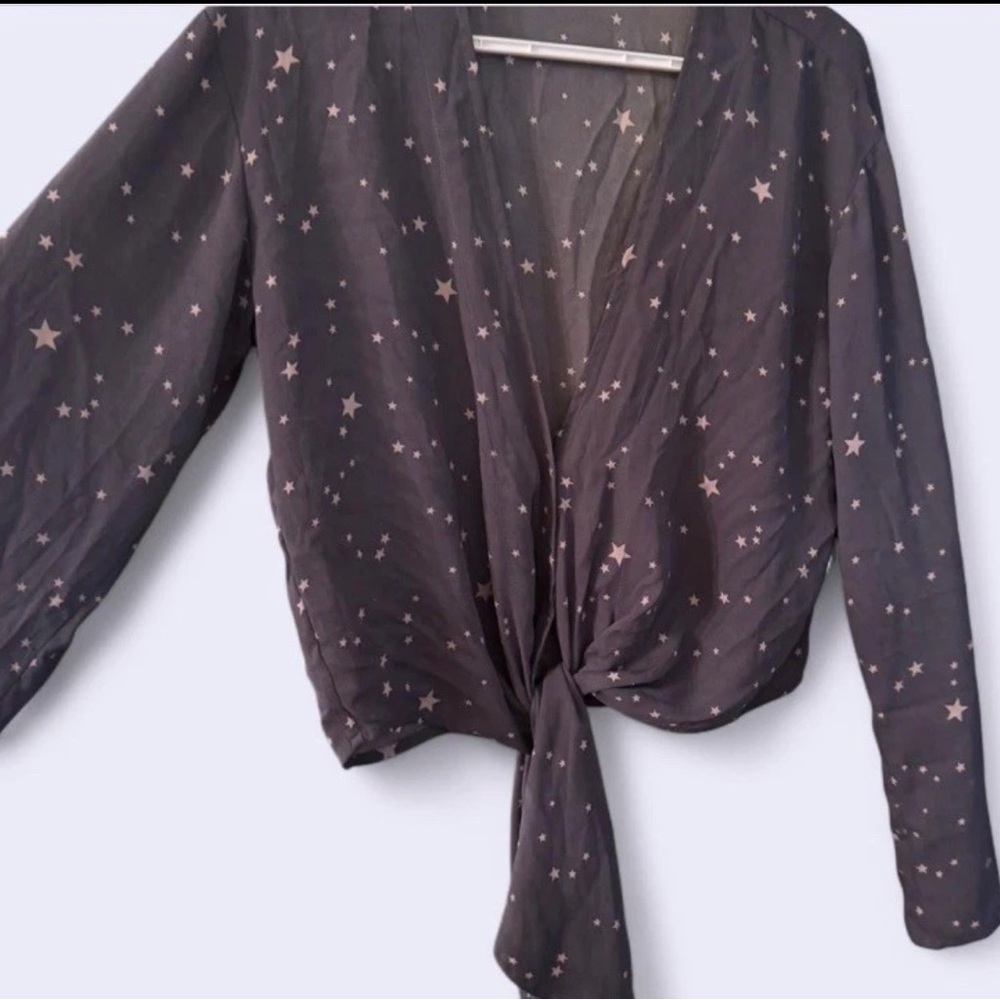 Buddy Love Star Patterned Tie-Front Blouse